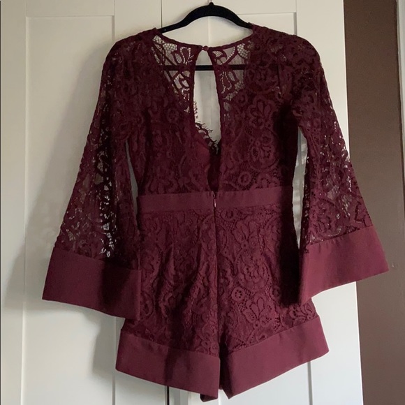 Blu Spero Maroon Lace Romper - Picture 3 of 4